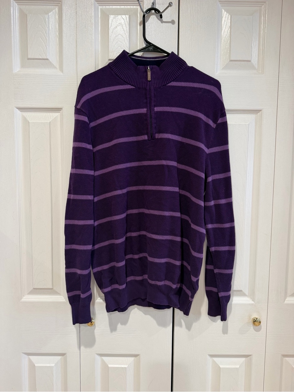 Club Room Purple Striped Zip-Neck Sweater